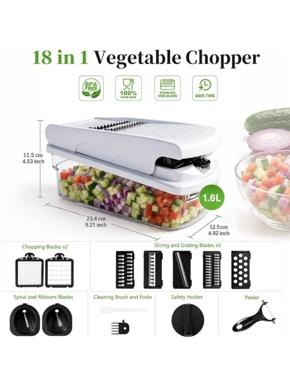 Versatile 18-in-1 Vegetable Chopper & Mandoline Slicer - Food Prep Tool, Dicer